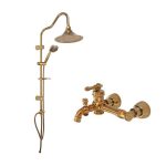 شیر دوش طراوش مدل نارسیس طلایی مات به همراه علم یونیکا شیپوری طلایی مات