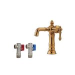 شیر روشویی طراوش مدل نارسیس طلایی مات به همراه شیر پیسوار ریابی