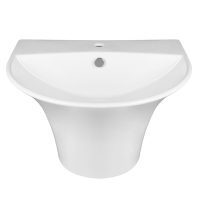 روشویی نیم پایه چینی مروارید مدل سیلویا (پایه سر خود)