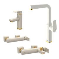 ست شیرآلات یونیک پلاس شیری طلایی شودر