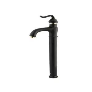 شیر روشویی پایه بلند لوکا مشکی طلایی شودر