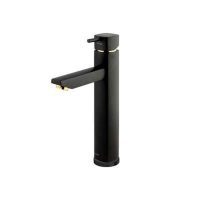 شیر روشویی پایه بلند یونیک مشکی طلایی شودر