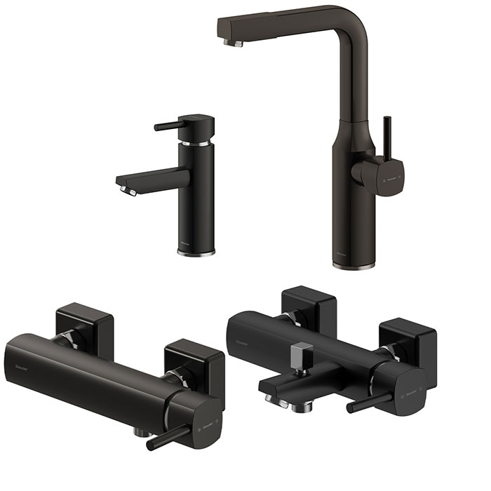 شیرآلات شودر مدل یونیک مشکی کروم